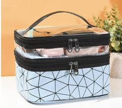Multifunctional Double Transparent Cosmetic Bag for Travel