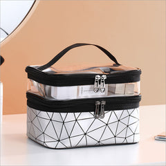 Multifunctional Double Transparent Cosmetic Bag for Travel