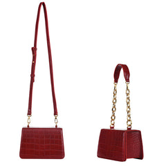 Autumn Pattern Chain Tote Bag - Vintage Square Shoulder Bag