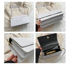 Autumn Pattern Chain Tote Bag - Vintage Square Shoulder Bag