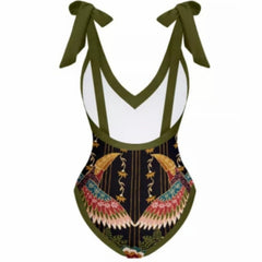 Vintage Women's Printed One Piece Swimsuit